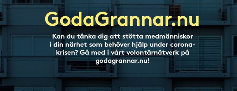 Illustrationsbild med text i bilden där det står att Hyresgästföreningen söker volontärarbetare under Coronakrisen.