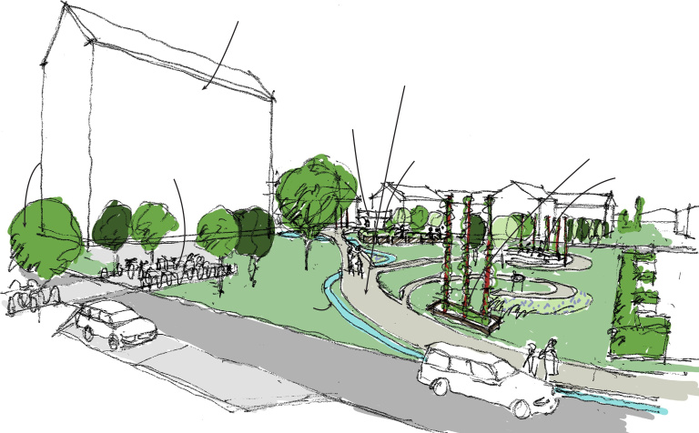 Illustration av kommande byggprojekt i kvarteret Vallmon på Gärdet